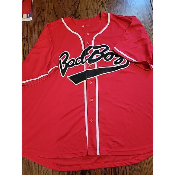 Bad Boy Biggie Smalls Baseball Jersey #10 BIG Hip Hop Rap Men's Size 6XL Red - Picture 2 of 8